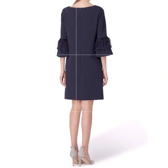 Tahari ASL Feather Time 3/4 Sleeve Dress black tie mother of the bride luxury - Picture 6 of 12